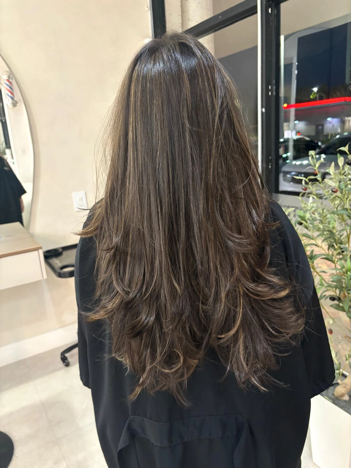 Cabello castaño largo con un air touch sutil